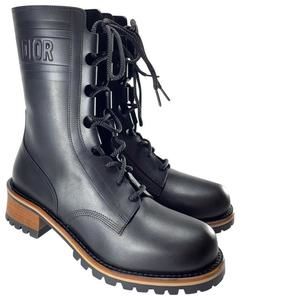 D-major cloth biker boots Dior Black size 39 EU in Cloth - 31910058